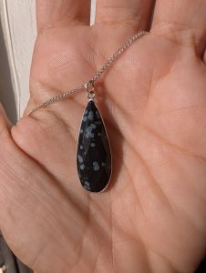 Snowflakes Obsidian Pendant